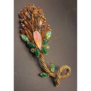 Vintage Florenza Rhinestone Thistle Brooch